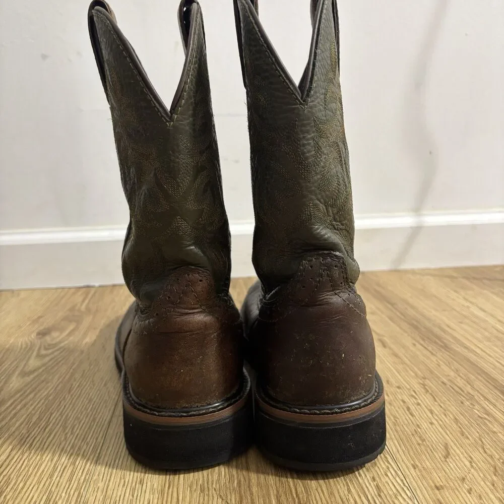 Justin Stampede Driller 11” Boots Men’s 8.5 D Brown Steel Toe Western Work